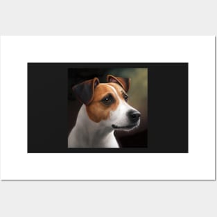 Jack Russel Terrier Dog Realistic Portrait Posters and Art